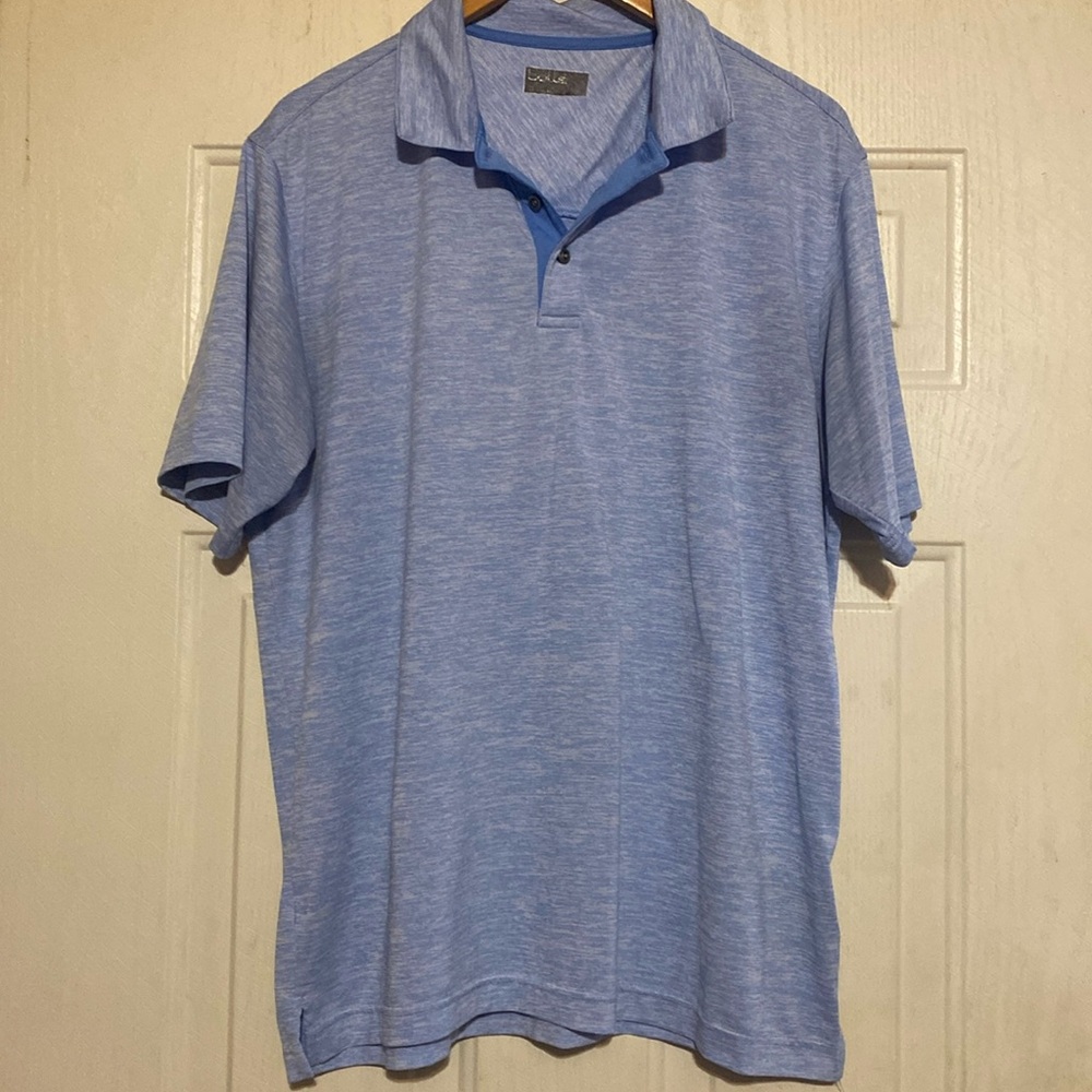 BOLLE Mens Marina Blue Heather Short Sleeve Performance Polo Golf Shirt‎